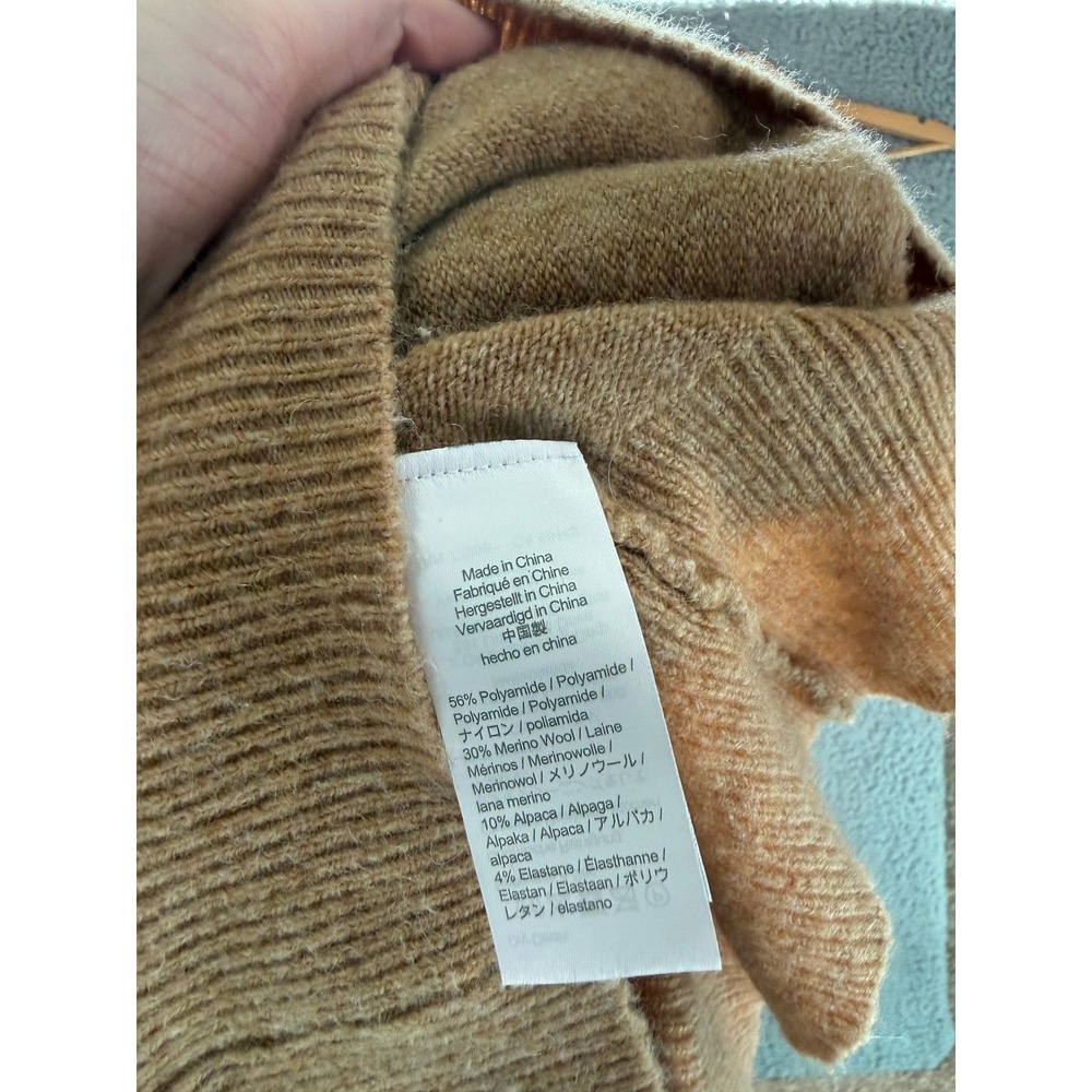 J.Crew Wool Alpaca Hooded Sweater Womens S Tan Fuzzy Soft Cozy Pullover - Picture 5 of 5
